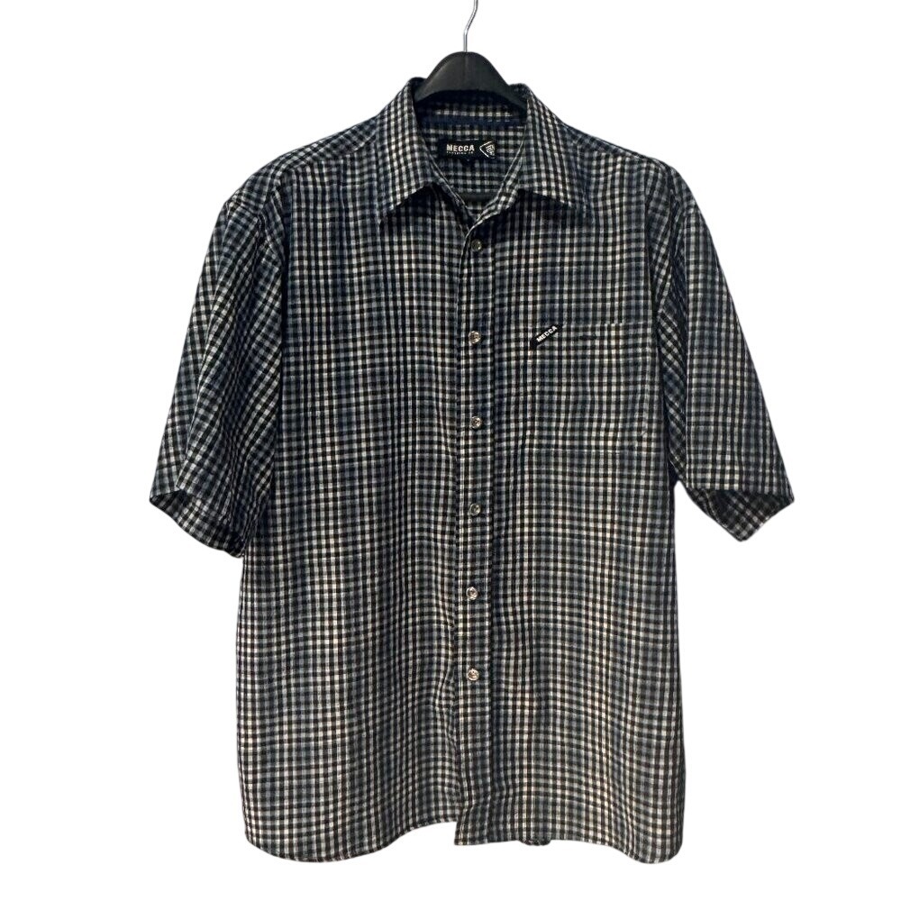 Mecca clothing co. seasuckle style button down shirt size large blue/black